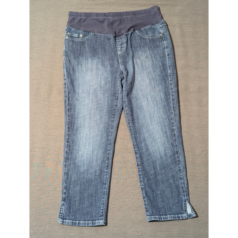 American Star Maternity Denim Capris Jeans Stretch Knit Panel Size Large
